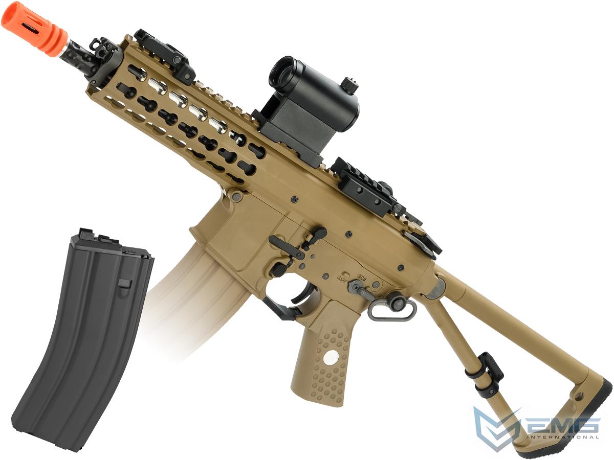 EMG Knights Armament Airsoft PDW M2 Compact Gas Blowback Airsoft Rifle (Model: Tan 400FPS / CO2 / Add Extra Magazine)