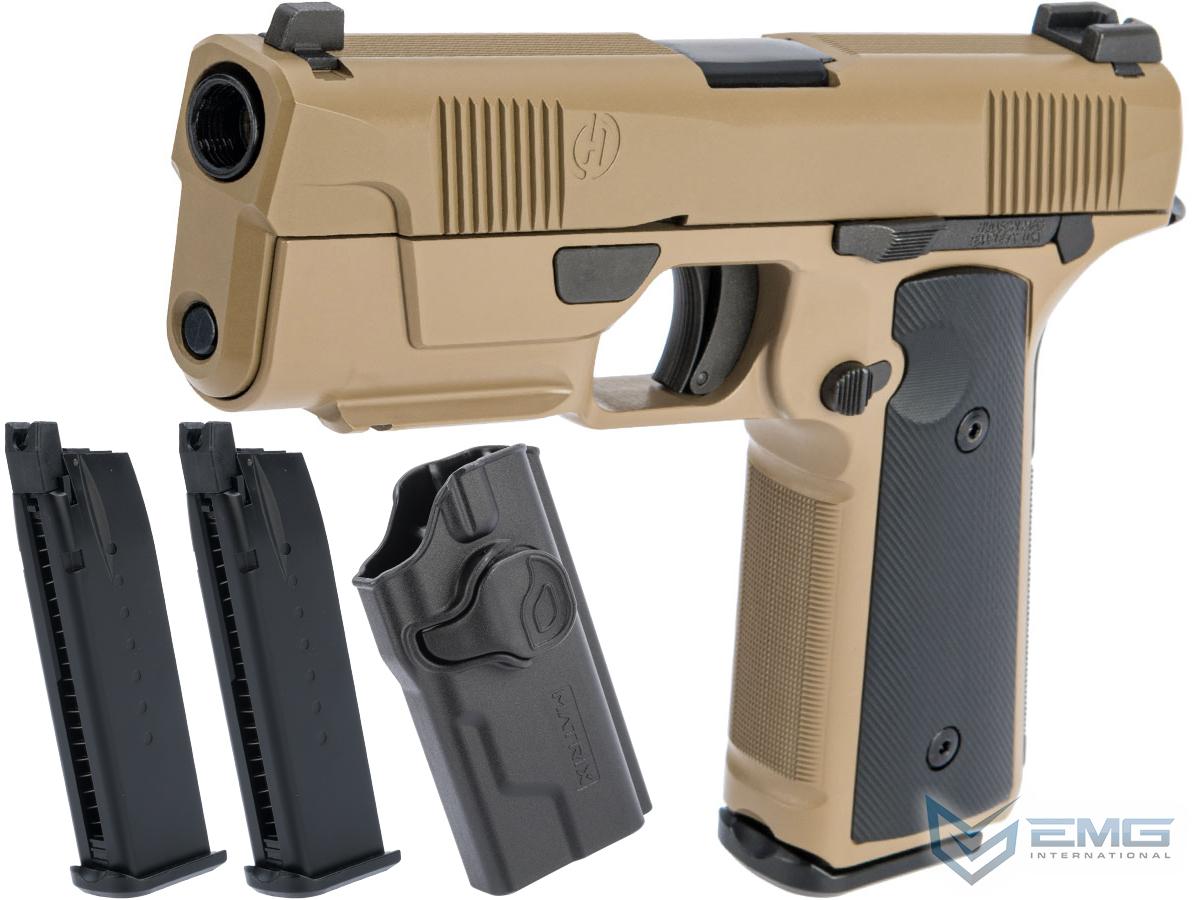 EMG / Hudson H9 Gas Blowback Airsoft Parallel Training Pistol (Color: Flat Dark Earth / Green Gas / Carry Package - MOLLE)
