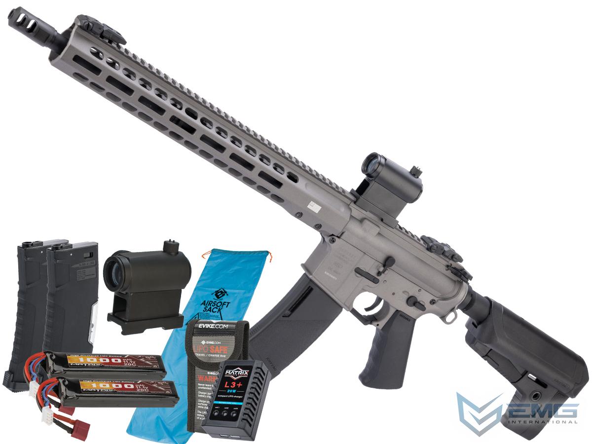 EMG / KRYTAC / BARRETT Firearms REC7 DI AR15 AEG Training Rifle (Color: Tungsten / Carbine / 350 FPS / Go Airsoft Package)