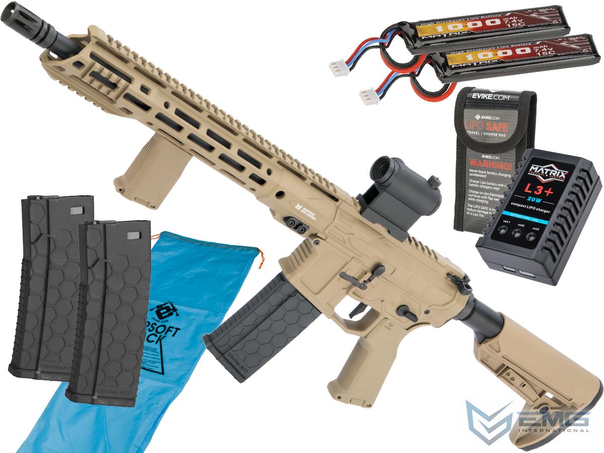 EMG F4 Defense Licensed F4-15 ARS-L M-LOK M4 Airsoft AEG Rifle (Model: Carbine / Dark Earth / Go Airsoft Package)