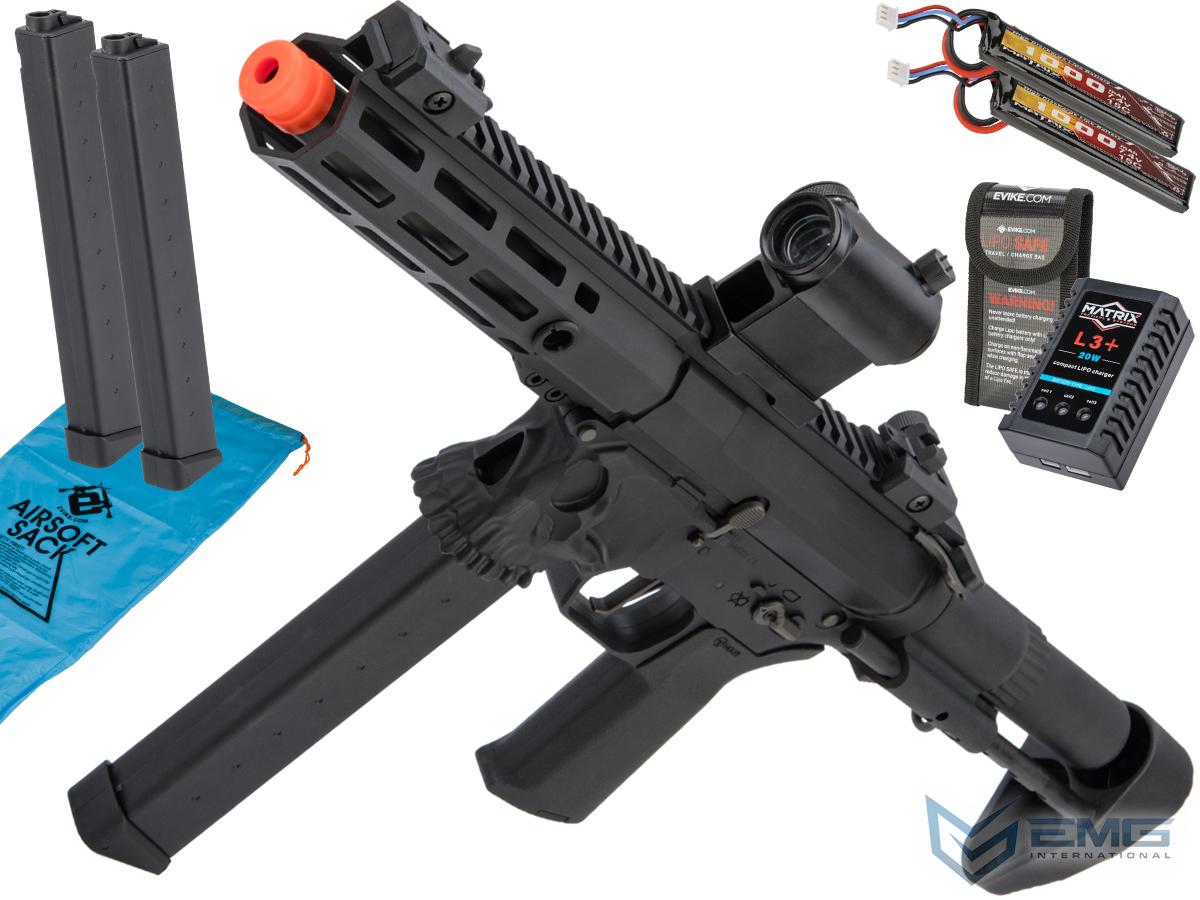 EMG Helios / Sharps Bros Licensed Jack9 Polymer Receiver Pistol Caliber Carbine Airsoft AEG (Model: M-LOK / SBR / Black / Go Airsoft Package)