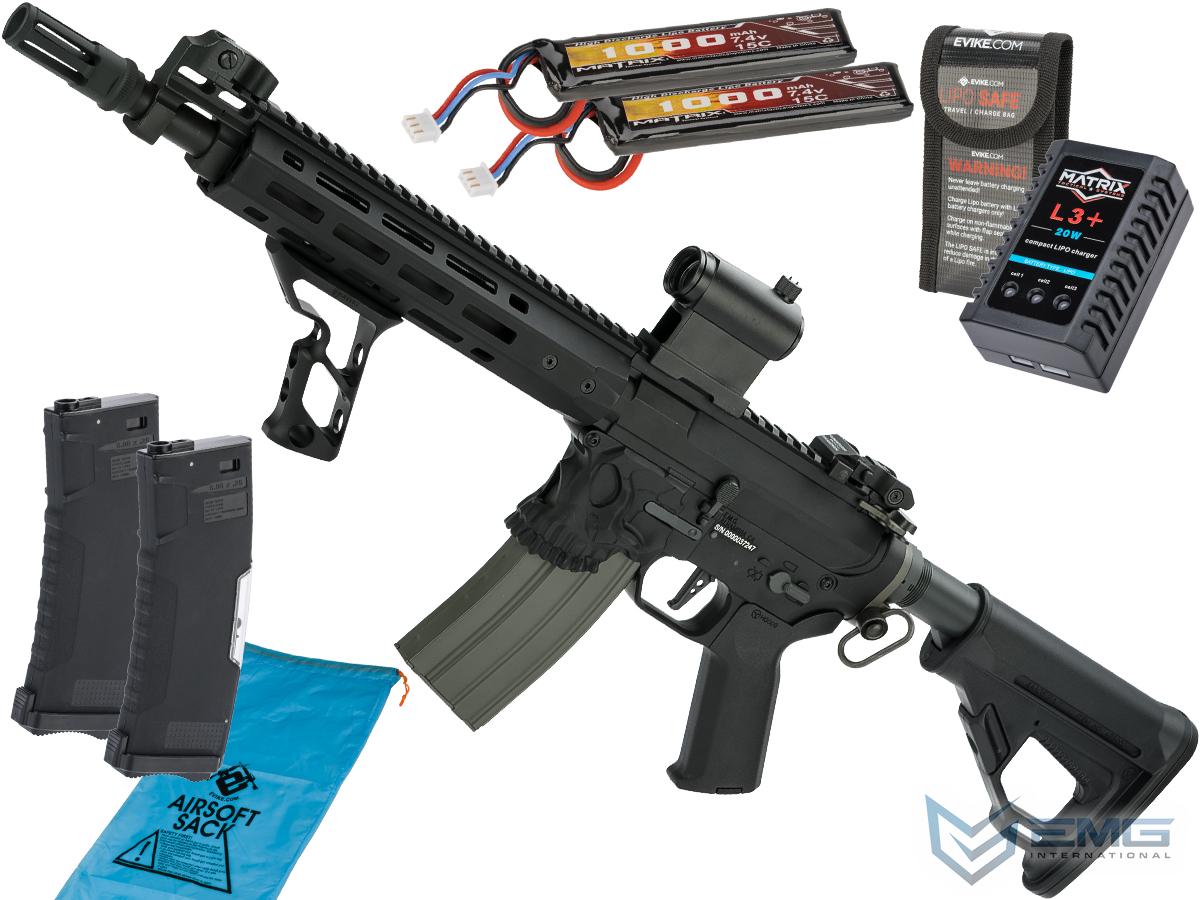 EMG / Sharps Bros Jack Licensed Full Metal Advanced M4 Airsoft AEG Rifle (Color: Black / 10 SBR / Go Airsoft Package)
