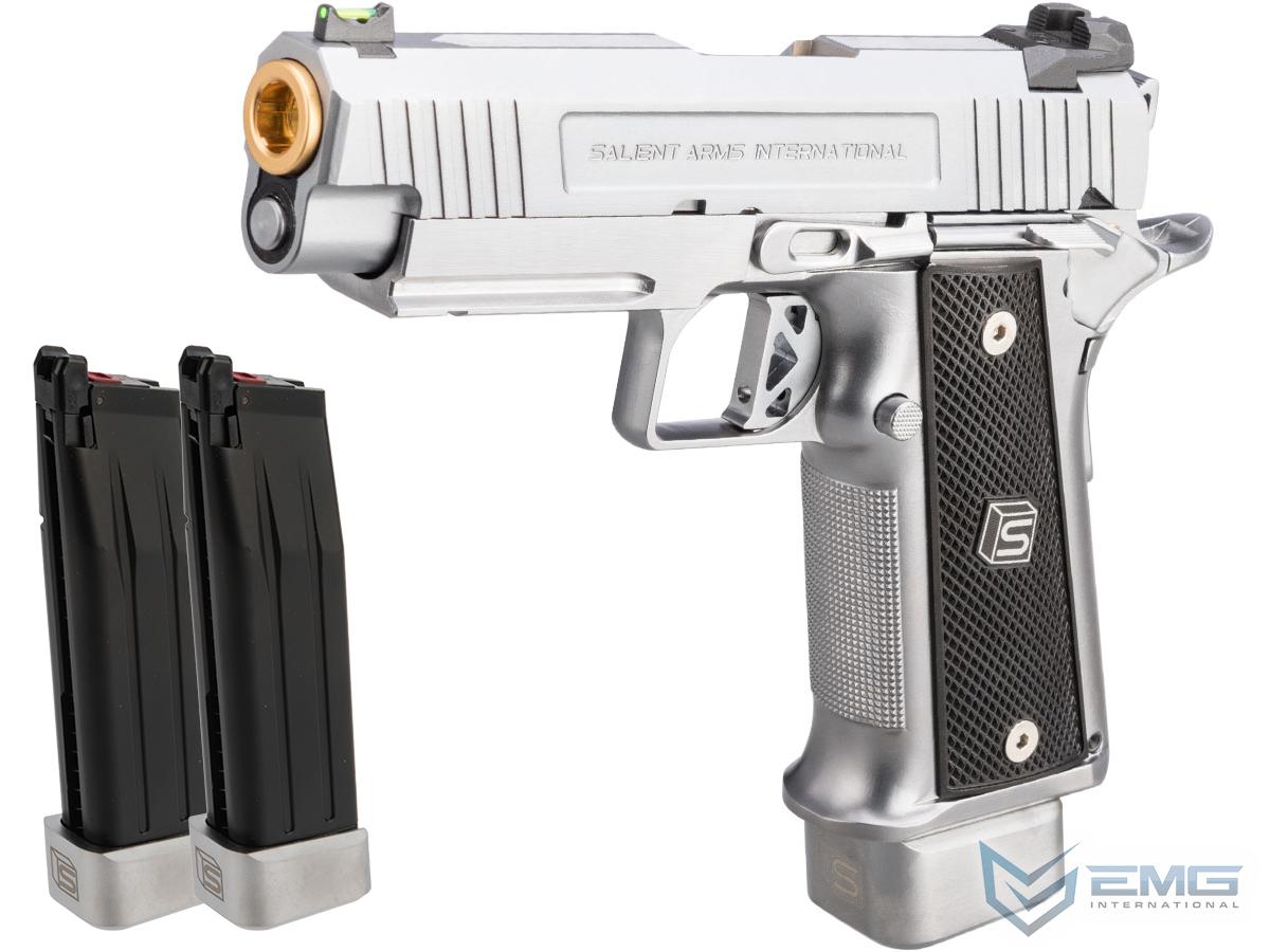 EMG / Salient Arms International 2011 4.3 DS Full Auto Select Fire GBB Pistol (Color: Silver / CO2 / Reload Package)