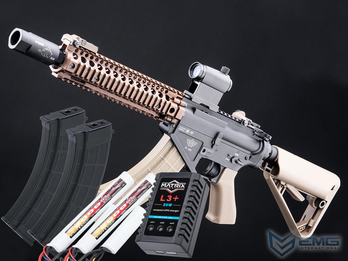 BOLT Airsoft BR47 B.R.S.S. Airsoft AEG Rifle w/ EMG Daniel Defense Licensed Mk18 RISII Handguard (Color: Tan / Go Airsoft Package)