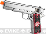 Evike.com Nostradamus Custom 1911 Gas Blowback Airsoft Pistol w/ Angel Custom Tac-Glove Grips (Model: Stainless A1 / Aries)
