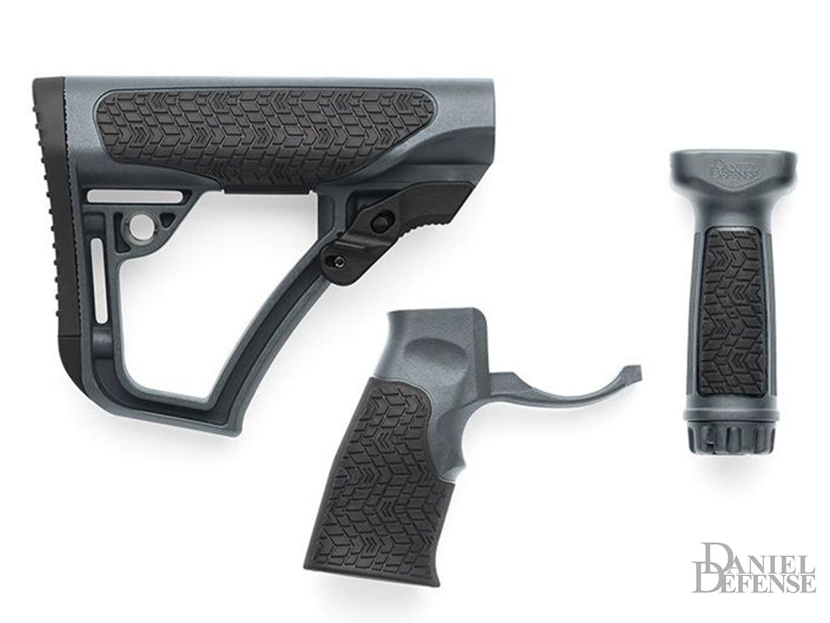 Daniel Defense Collapsible Buttstock, Pistol Grip & Vertical Foregrip Combo (Color: Tornado Gray)