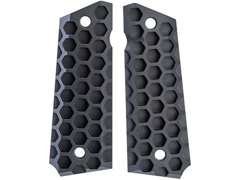 5KU Aluminum Grip Panel for TM 1911 Series GBB Pistols (Color: Black / Honeycomb )