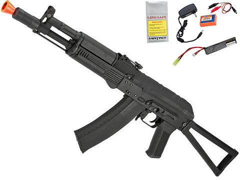 CYMA Standard Stamped Metal AK-105 Airsoft AEG Rifle with Steel Folding Stock 