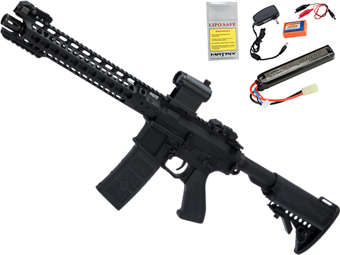 G&P MOTS 12.5 Keymod M4 Carbine Airsoft AEG Rifle w/ i5 Gearbox (Package: Black / Add Battery + Charger)