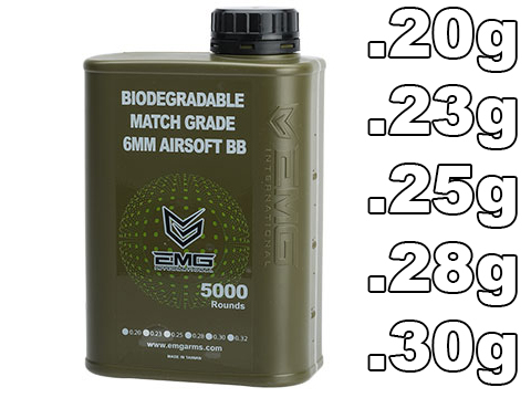 EMG International Match Grade Biodegradable 6mm Airsoft BBs - 5000 Rounds (Weight: .20g)