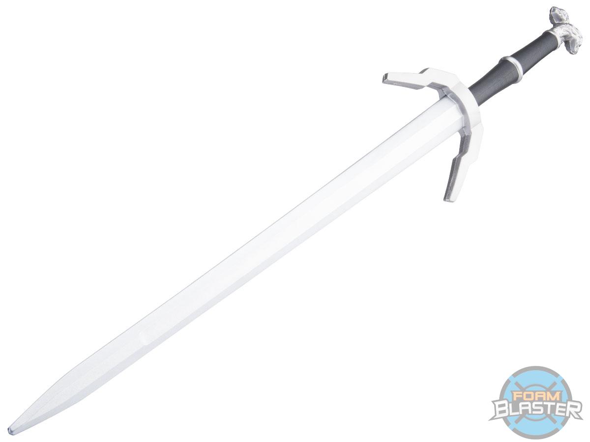 Foam Blaster Replica PU Foam Prop Weapons for Cosplay & LARP (Model: White Wolf Silver Sword)