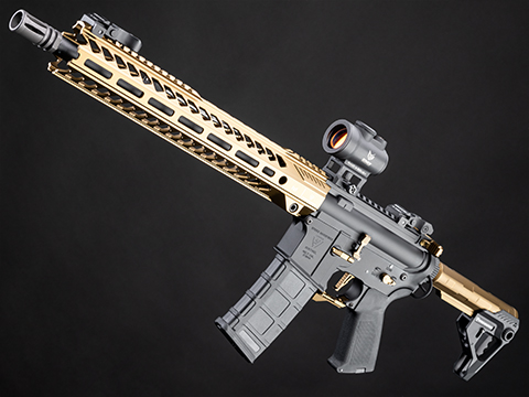 6mmProShop Strike Industries Licensed Sentinel M4 Airsoft AEG Rifle by E&C (Color: Flat Dark Earth / 13.5 GRIDLOK LITE / 400FPS)