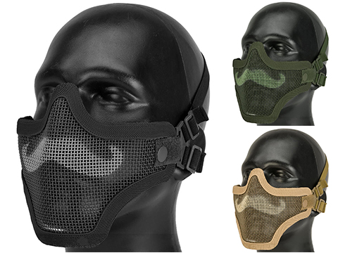 6mmProShop Iron Face Carbon Steel Mesh Moustache Lower Half Mask (Color: Black)