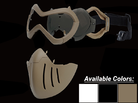 6mmProShop Slipstream Goggle & Lower Face Shield Face Mask (Color: Black Frame / Smoke Lens)
