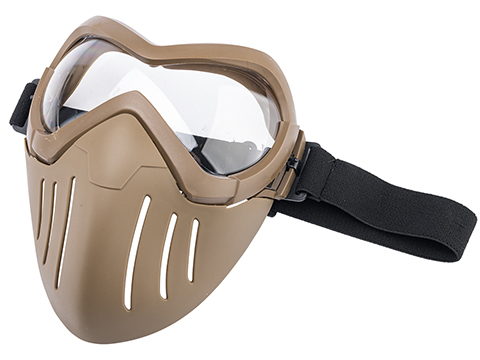 6mmProShop Slipstream Goggle & Lower Face Shield Face Mask (Color: Tan Frame / Clear Lens)