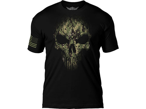 7.62 Designs Skull Battlespace Premium Men's Patriotic T-Shirt (Size: Navy Camo Print / Medium)