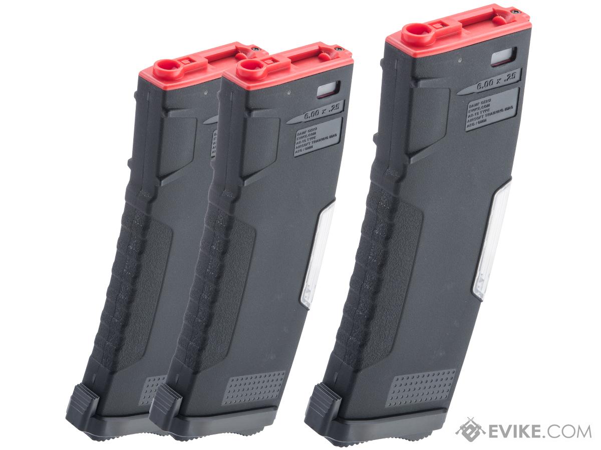 Evike.com BAMF GEN2 Polymer 450rd Hi-Cap Flash Magazine for M4 Series Airsoft AEG Rifles (Model: Black Red / 3 Pack)