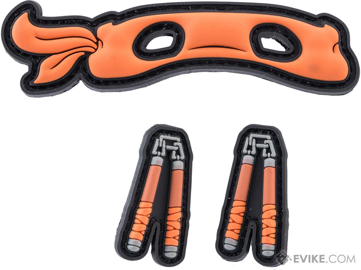 Evike.com Teenage Mutant Shinobi Doge PVC Morale Patch (Model: Orange Mask / Twin Orange Nunchucks )