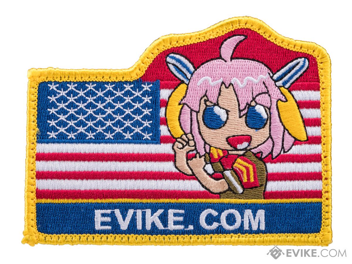 Evike.com US Flag w/ Anime Girl Embroidered Hook and Loop Morale Patch