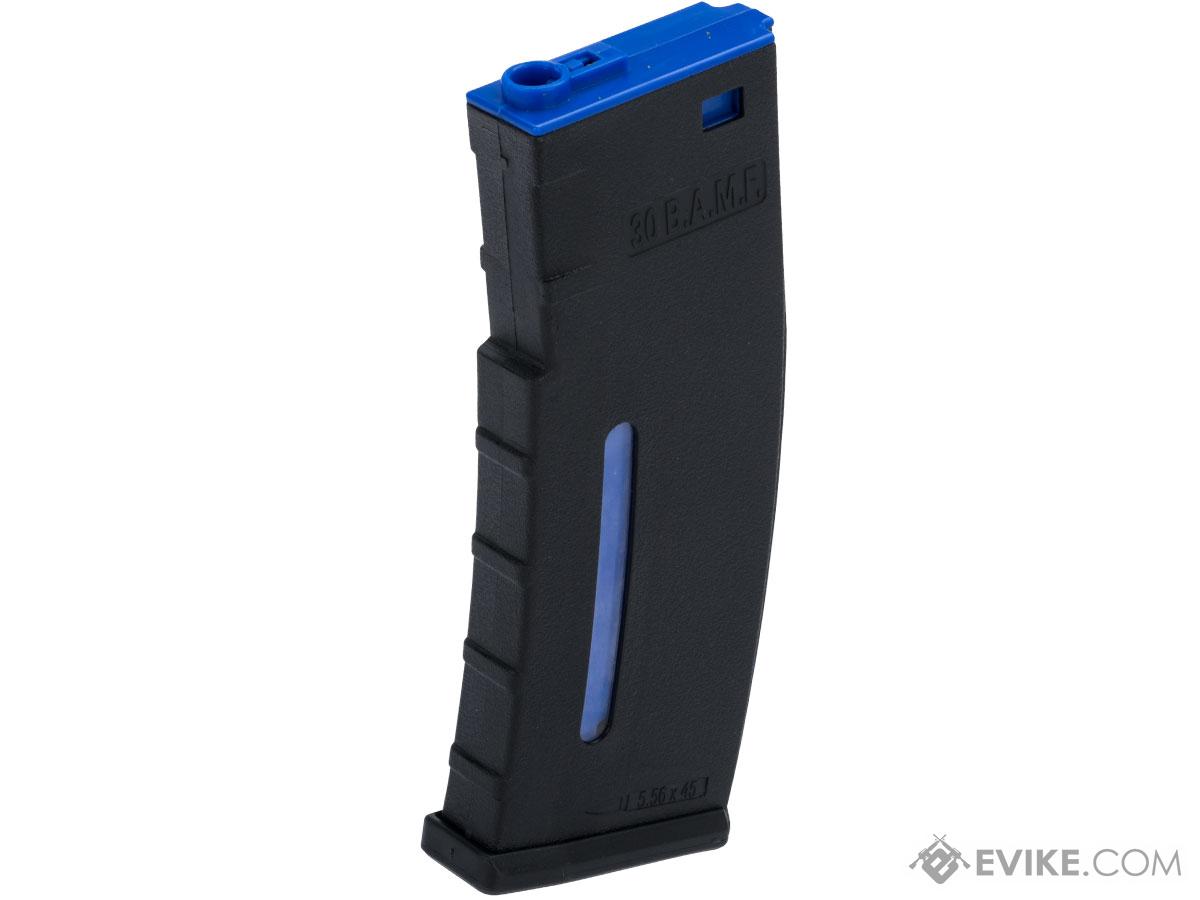 Evike.com BAMF 30rd Polymer MilSim Magazine for M4 / M16 Series Airsoft AEG Rifles (Color: Black w/ Blue / Single)