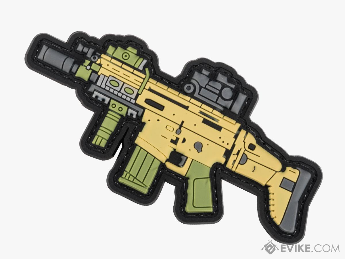 Evike.com PVC Morale Patch Mini Gun Series (Model: MK17 / Tan)