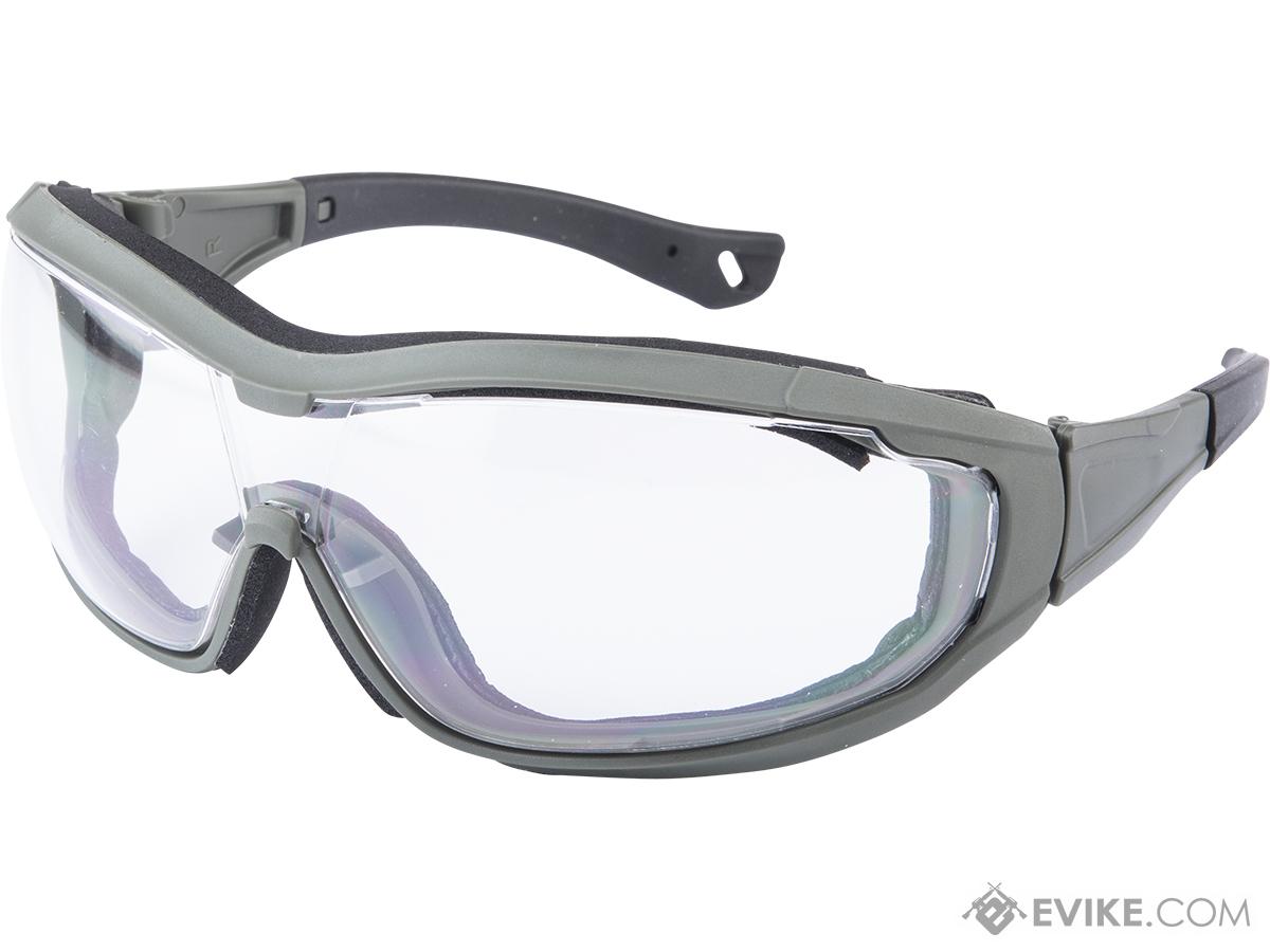 Evike ANSI Rated Aegis Anti Fog Tactical Goggles Color OD Green Clear Lens Tactical Gear Apparel Eye Protection Eyewear Goggles