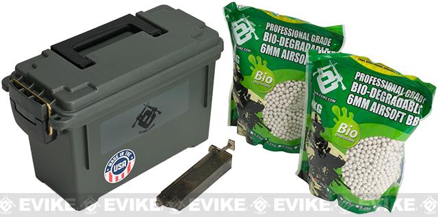 Evike.com Molded Polypropylene Stackable Ammo Can (Made in USA) BB Resupply Kit - (QTY: 2kg / 0.20g Biodegradeable)