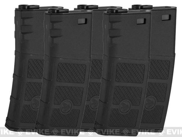 Evike High RPS Polymer Training Magazine w/ EV Texturing for M4 Airsoft AEG Rifles (Type: 360rd Hi-Cap / Black / 5-Pack)