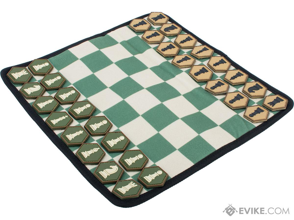 Evike.com Hook & Loop Hex Patch Chess Roll-Up Travel Chessboard w/ PVC Hex Chess Pieces