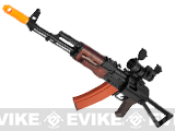 APS Full Metal AK74 Folding Stock Electric Blowback Airsoft AEG Rifle w/ Real Wood Furniture and Scope Mount Base