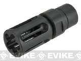 Avengers V-Comp Steel Airsoft Flashhider Black - 14mm Negative