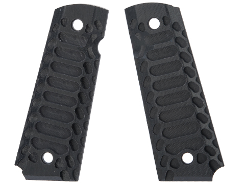 Angel Custom CNC G10 M1911 Pistol Grip Set for 1911 Gas Blowback Pistols (Model: Cobra / Carbon Black)