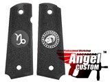 Angel Custom CNC Machined Tac-Glove Zodiac Grips for Tokyo Marui/KWA/Western Arms 1911 Series Airsoft Pistols - Black (Sign: Capricorn)