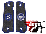 Angel Custom CNC Machined Tac-Glove Zodiac Grips for WE-Tech 1911 Series Airsoft Pistols - Navy Blue (Sign: Taurus)