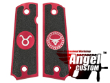 Angel Custom CNC Machined Tac-Glove Zodiac Grips for 1911 Series Airsoft Pistols - Red (Sign: Taurus)