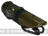 Evike.com Survival Whistle w/ Integrated Compass Thermometer LED Light Magnifying Glass