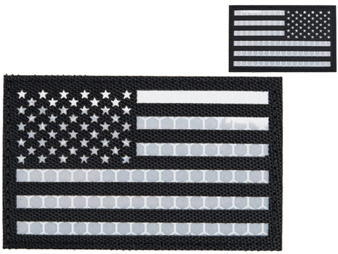 Matrix Reflective US Flag Patch w/ Nylon Bordering (Color: Black / Left)