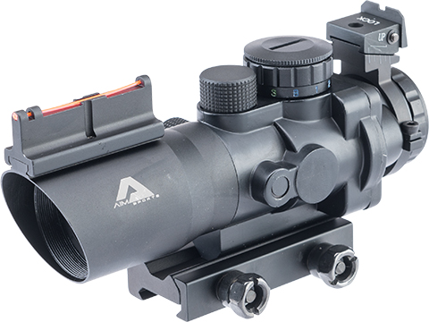 AIM Sports 4x32 Primsatic Series Tri-Illuminated Rifle Scope w/ Fiber Optic Sight 