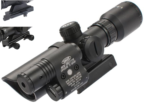 AIM Sports 1.5-5x32 Dual Illuminated Tactical Scope w/ Green Laser (Model: Lever Mount)