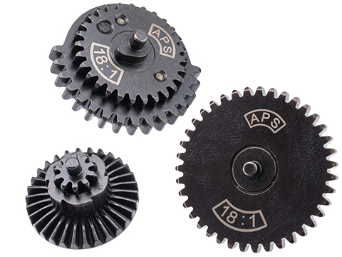 APS CNC Steel Gear Set w/ Delay Chip for Airsoft AEGs (Model: 18:1)