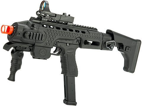 APS Action Combat Carbine Complete Gas Blowback Airsoft Compact SMG Rifle (Model: Black Full Auto)
