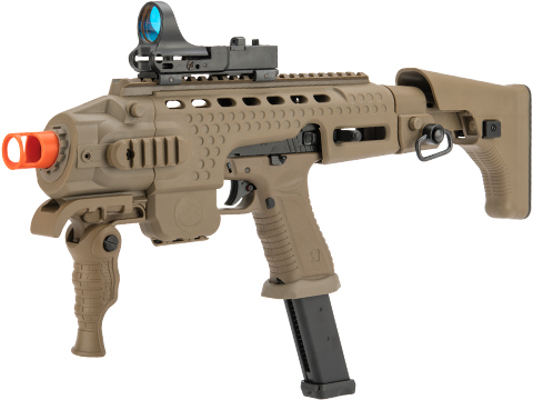 APS Action Combat Carbine Complete Gas Blowback Airsoft Compact SMG Rifle (Model: Tan Full Auto)