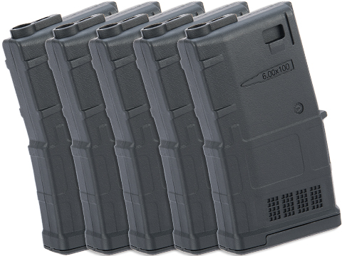 ARES AMAG 100rd Mid-Cap Magazine for M4 Airsoft AEG Rifles (Color: Black / 5 Pack)