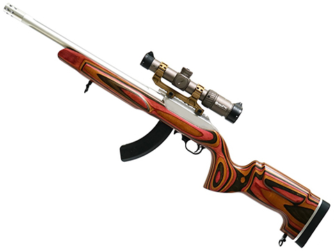 CL Project 1022 Airsoft Gas Blowback Sniper Rifle (Model: Red Undertone Wood w/ Silver Outer Barrel)
