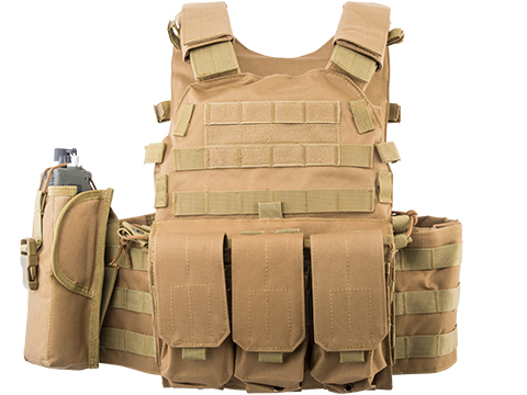 Avengers 6D9T4A Tactical Vest with Magazine and Radio Pouches (Color: Desert Tan)