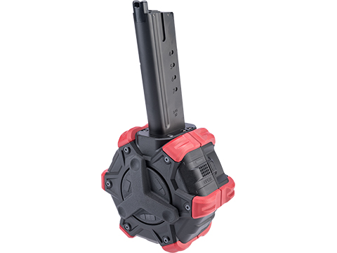 AW Custom Drum Magazine for Gas Blowback Airsoft Pistols & Rifles (Model: Desert Eagle / Red)