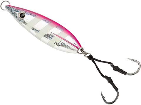Battle Angler Phantom-Fall Jigging Lure Fishing Jig (Model: Pink Stripe / 250g / Double Hook)