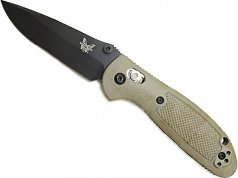 Benchmade / Pardue Mini Griptilian Folding Knife (Model: Drop Point / Black Plain Edge / Sand Nylon)