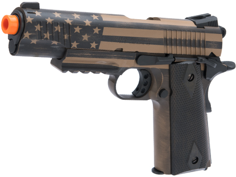 Colt Licensed 1911 Tactical Full Metal CO2 Airsoft GBB Pistol by KWC w/ Black Sheep Arms Custom Cerakote (Color: Distressed Flag)