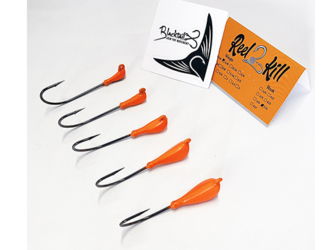 Blacktail Fishing Reel2Kill GLOW Banana Style Weighted Hooks (Color: Orange / 1.5oz)